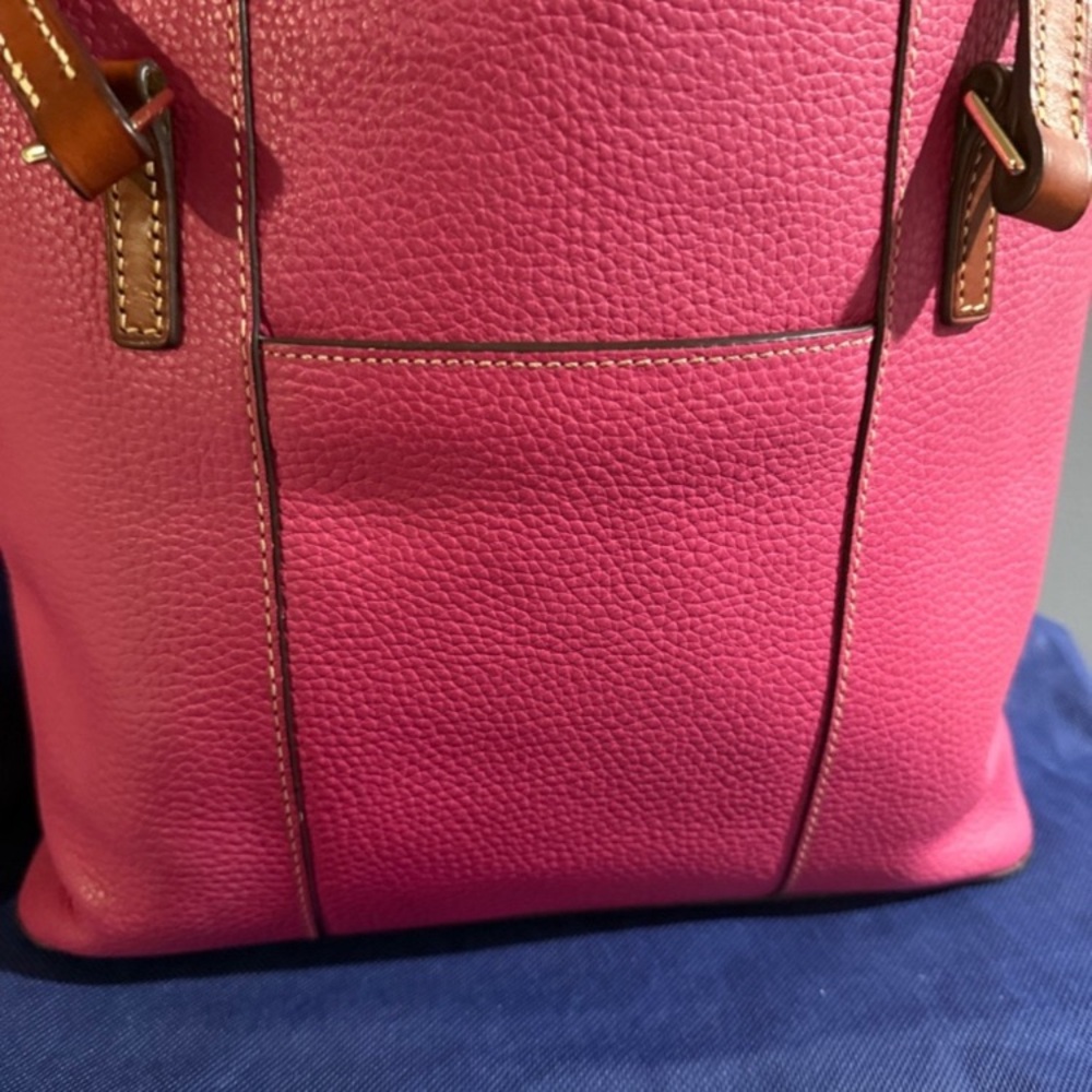 Dooney & Bourke Hot Pink Pebble Leather Tote with Brown Trim - Picture 8 of 15